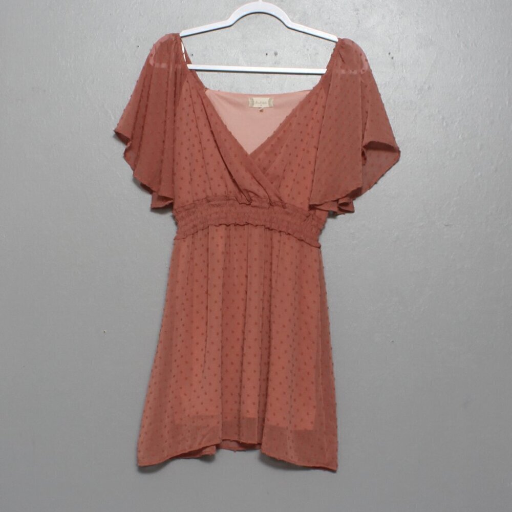 Altar’d state rose flutter sleeve babydoll dress